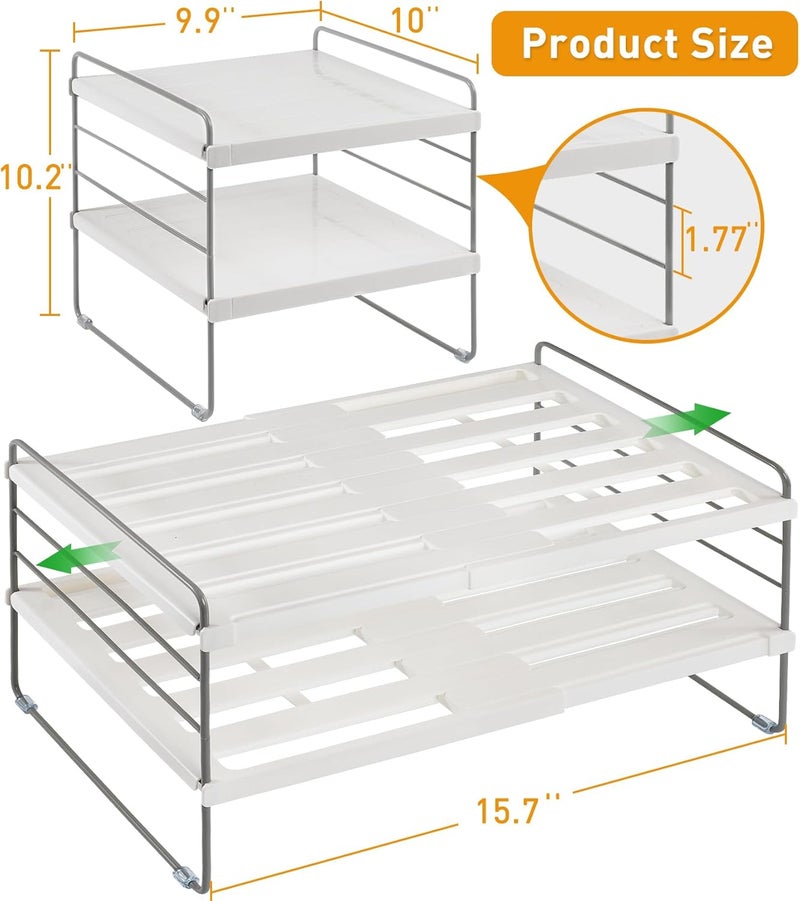 JUPELI 2 Pack Pantry Organization and Storage, Expandable Foil and Plastic Wrap Organizer, Adjustable Kitchen Wrap Organizer Rack for Cabinet, Foil Saran Wrap Holder Shelf for Sandwich Plastic Bags Box, - Image 3